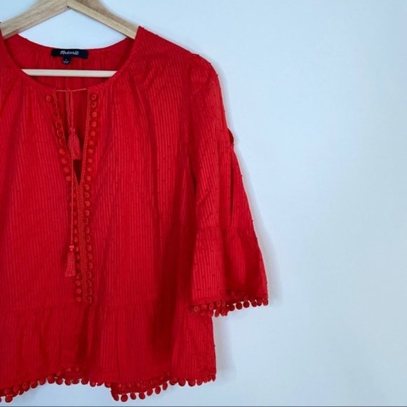 Madewell Peekaboo Pom-Pom red Top - Picture 5 of 7